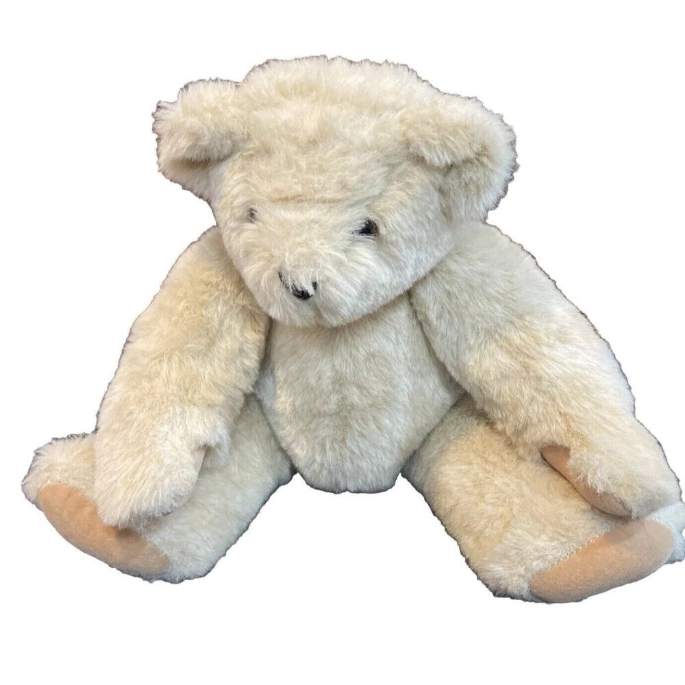 Vermont Teddy Bear Jointed Plush Teddy Bear Light Tan Stuffed Animal USA 2009